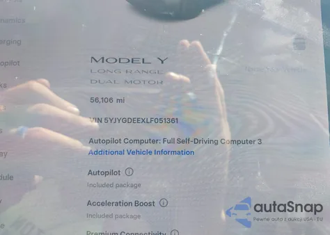 2020 Tesla Model Y Long Range Dual Motor All-Wheel Drive из США, поврежденный, VIN 5YJYGDEEXLF051361